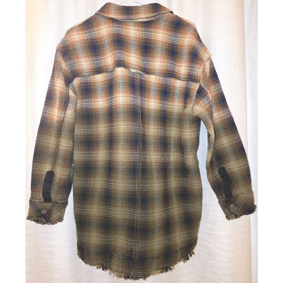 Free People We The Free Womens Distressed Plaid Overshirt Size L - Picture 2 of 7
